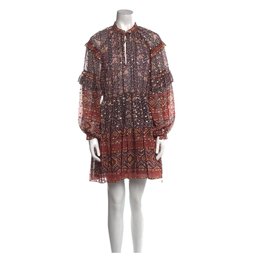 ULLA JOHNSON Erisa Silk Ruffled Boho Dress - Picture 3 of 16
